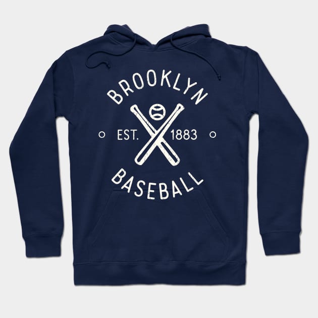 Retro Brooklyn Baseball Stamp Logo Hoodie by Double-Double Designs